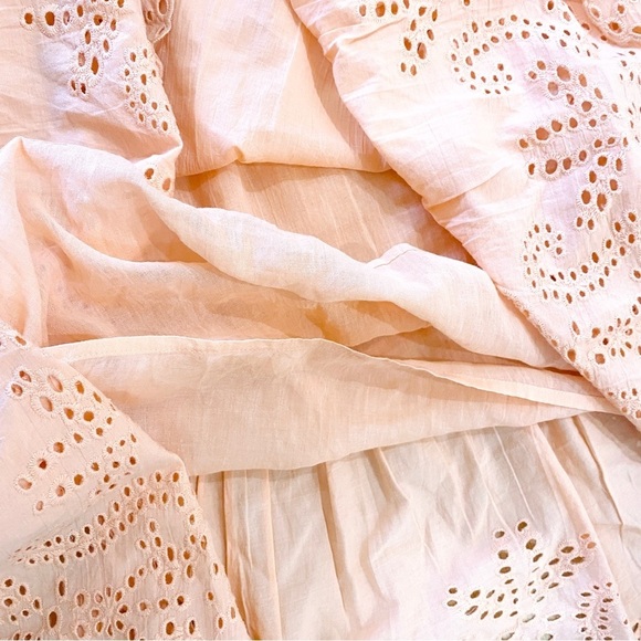 Apiece Apart 100% cotton light peach midi dress with ruffle shoulder straps - Picture 10 of 12